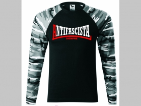 Antifascista siempre pánske tričko (nie mikina!!) s dlhými rukávmi vo farbe " metro " čiernobiely maskáč gramáž 160 g/m2 materiál 100%bavlna